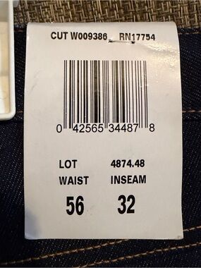 Men's‎ Size 56 X 32” KEY Dark Blue Denim Jeans NEW